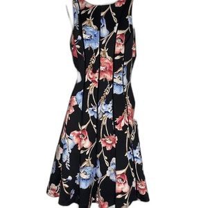 WHITE HOUSE/BLACK MARKET WHBM Womens Black Floral Dress Sz 8 EUC!
